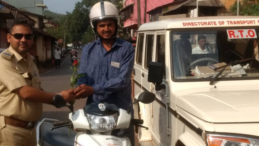 Goa RTO Hands Out Roses To Drivers To Promote Road Safety