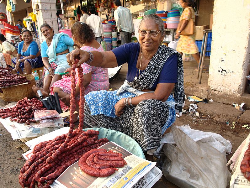 Goan Sausages Sold at Mapusa Market - What to Shop in Goa